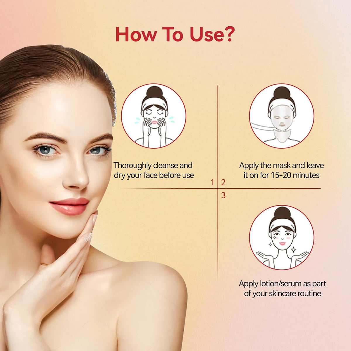 LED Face Mask Light Therapy, 7 Colors for Skin Vitality, Home Beauty Device - Light Therapy for Face