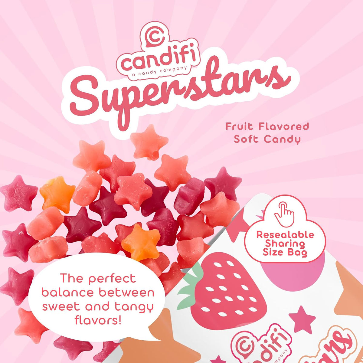 Dye Free Candy - Superstars Gummy Stars (8 Oz) - Vegan Candy - Non GMO - Fruit Flavored Soft Chewy Stars with Natural Colors & Flavors - Kosher No Gelatin, Gluten Free Snacks