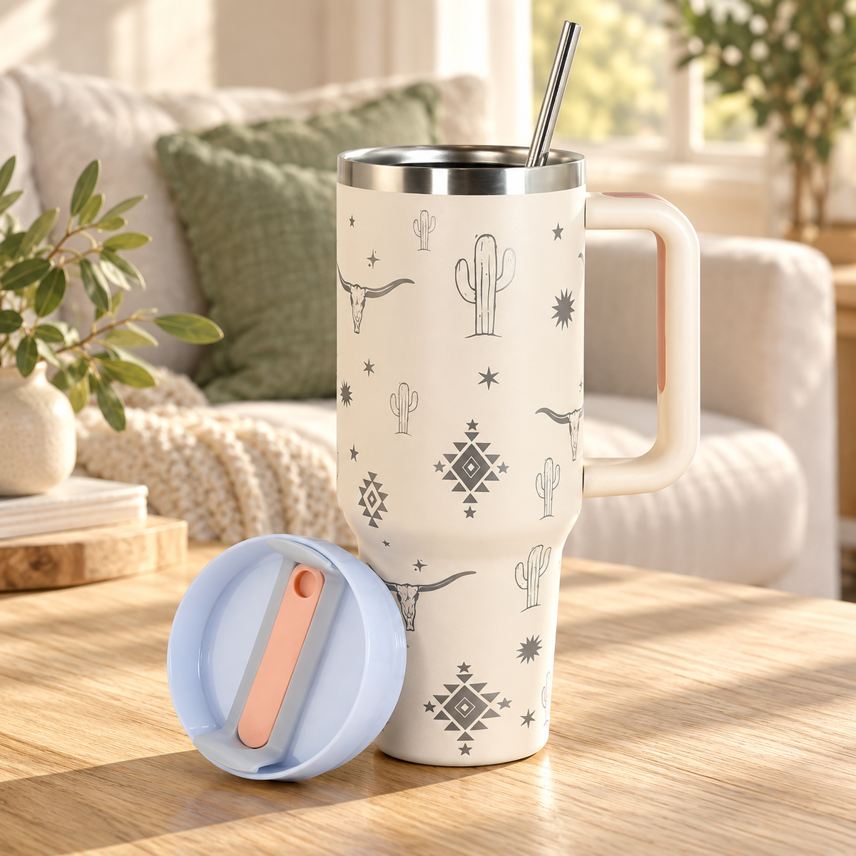 40 oz stainless steel rose quartz tumbler
